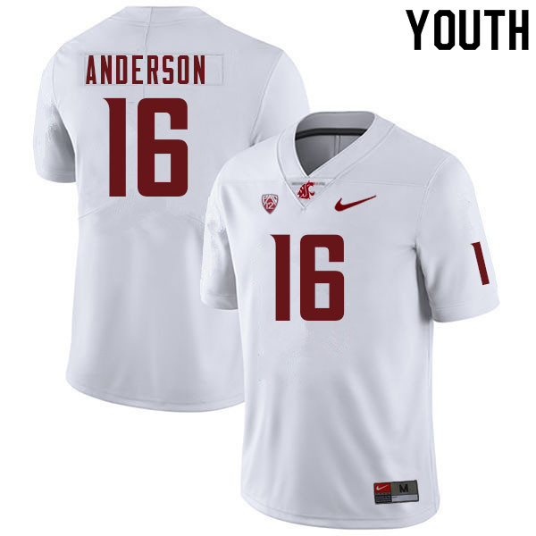 Youth #16 Justin Anderson Washington Cougars College Football Jerseys Sale-White - Click Image to Close